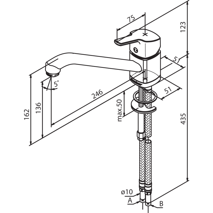 Damixa Pine køkkenarmatur, krom