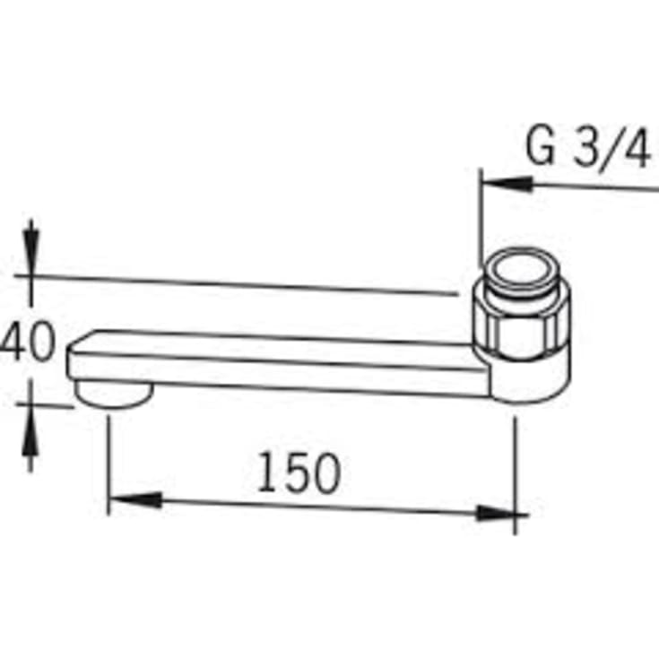 Oras D-tud, svingbar, 150 mm, 3/4", krom