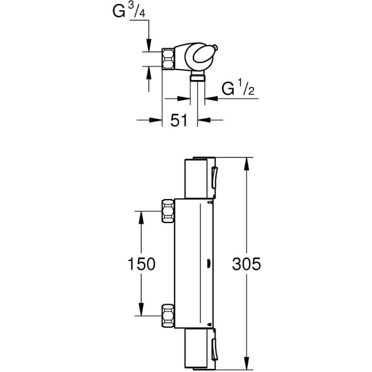 Grohe Grohtherm brusearmatur, krom