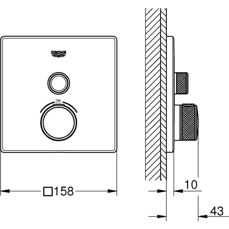 Grohe Grohtherm SmartControl brusearmatur, krom