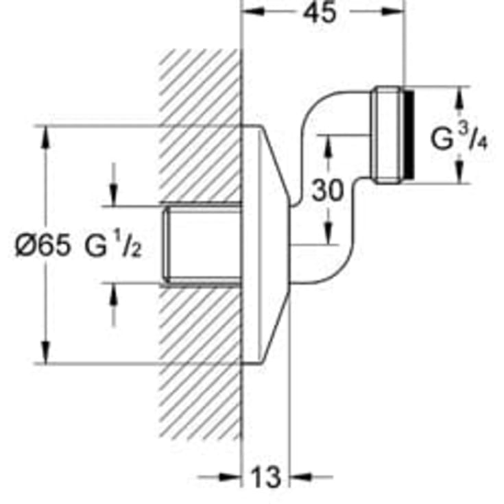 Grohe s-tilslutning, 3/4" x 1/2", krom