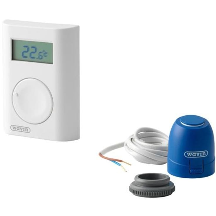 Wavin AHC 9000 trådløs romtermostat med infrarød sensor og telestat, hvit