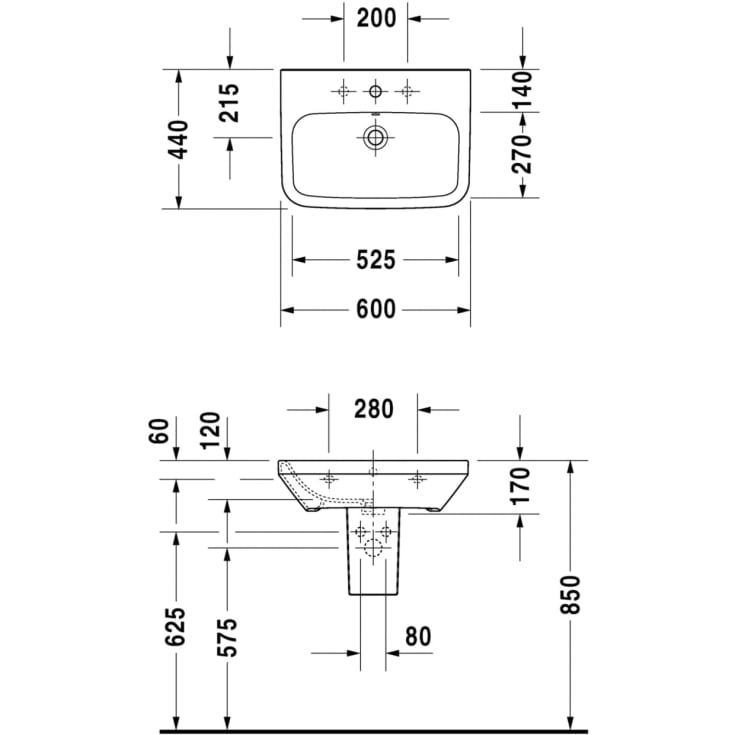 Duravit DuraStyle håndvask, 60x44 cm, hvid