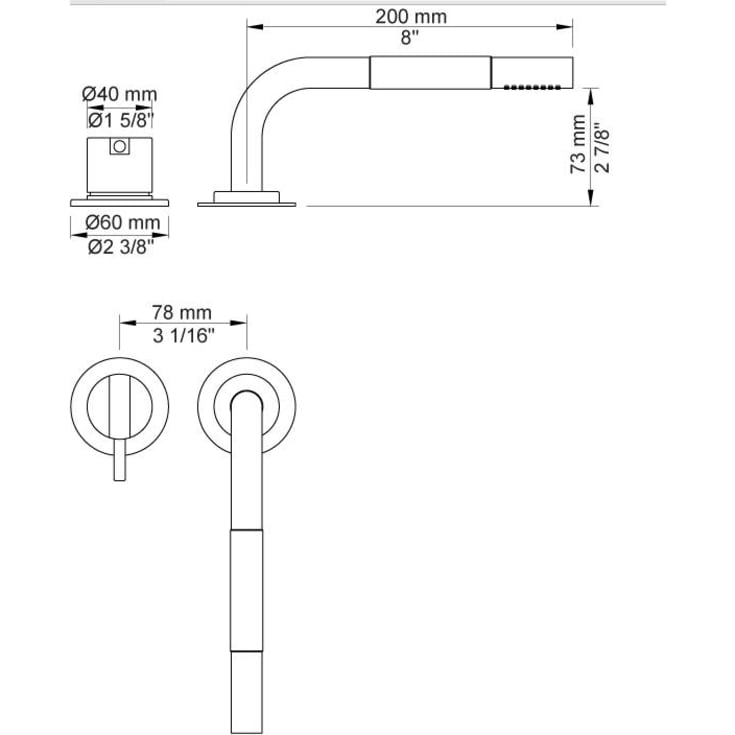 Vola SC9 kararmatur med brusesæt, stål
