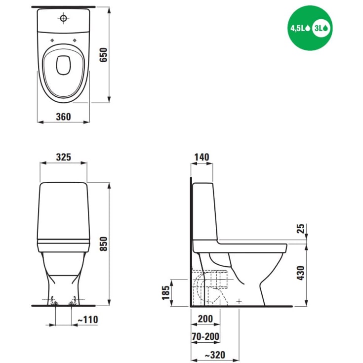 Laufen Kompas toilet, uden skyllekant, rengøringsvenlig, hvid