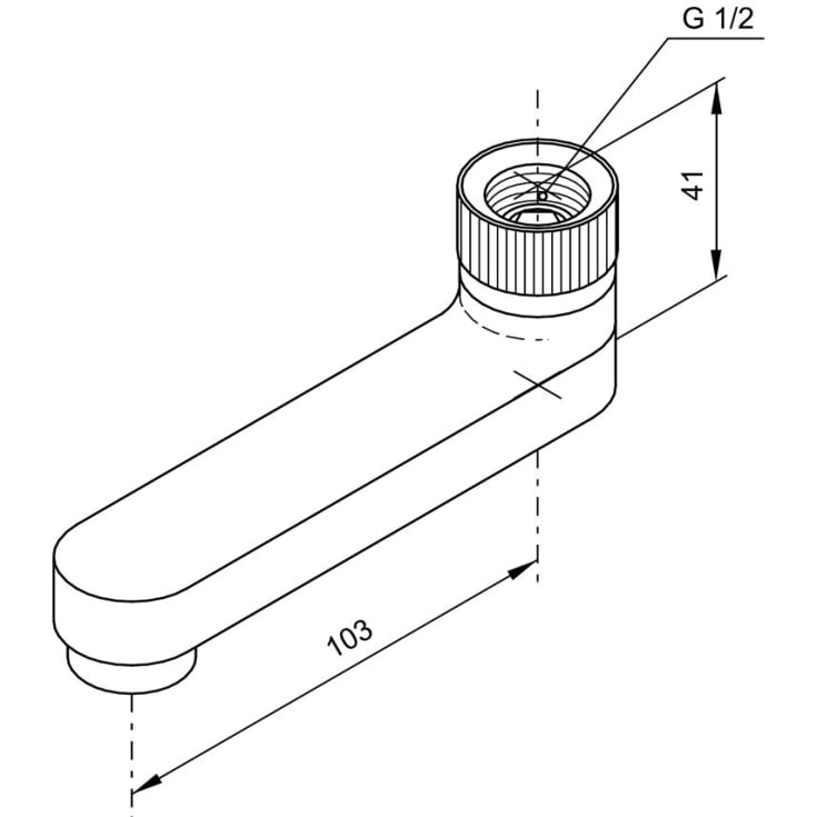 Damixa D-pip, 100 mm, 1/2", krom