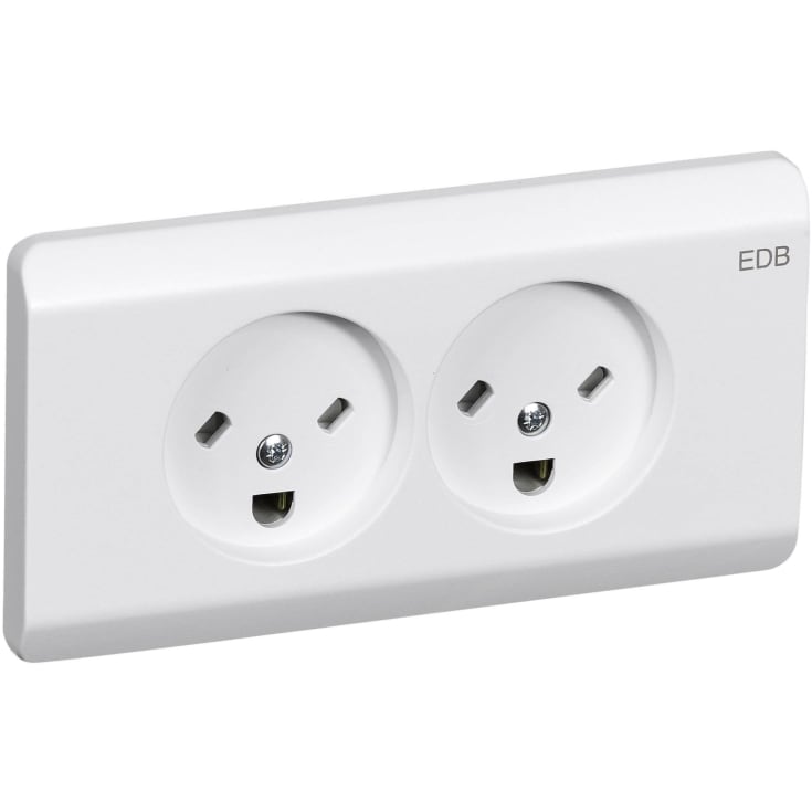 10 stk LK Opus 66 Dobbelt EDB stikkontakt med jord, 2 modul, Hvid