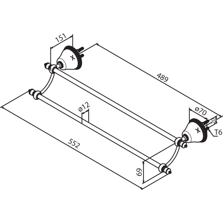 Damixa Tradition håndklædestang, 55,2 cm, krom