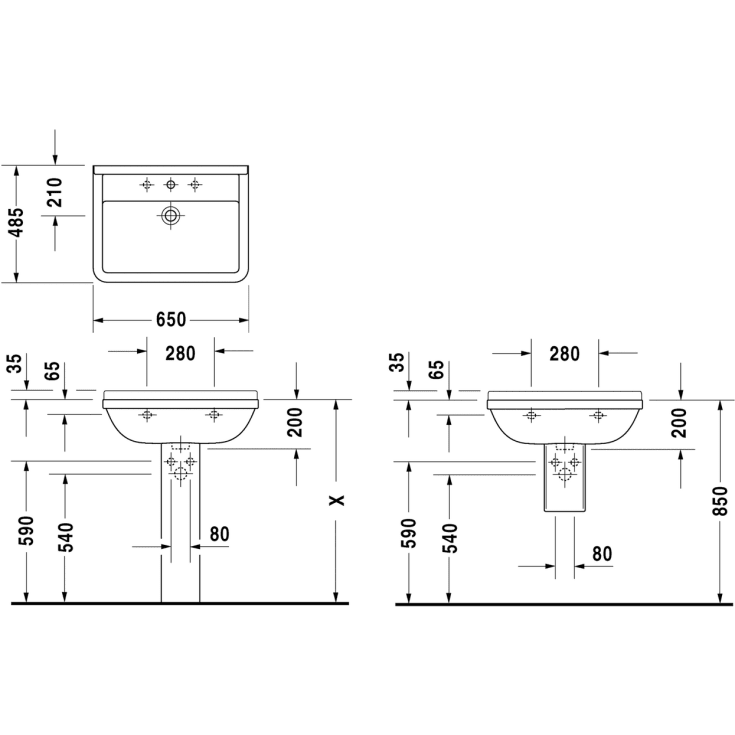 Duravit Starck 3 håndvask, 65x48,5 cm, hvid
