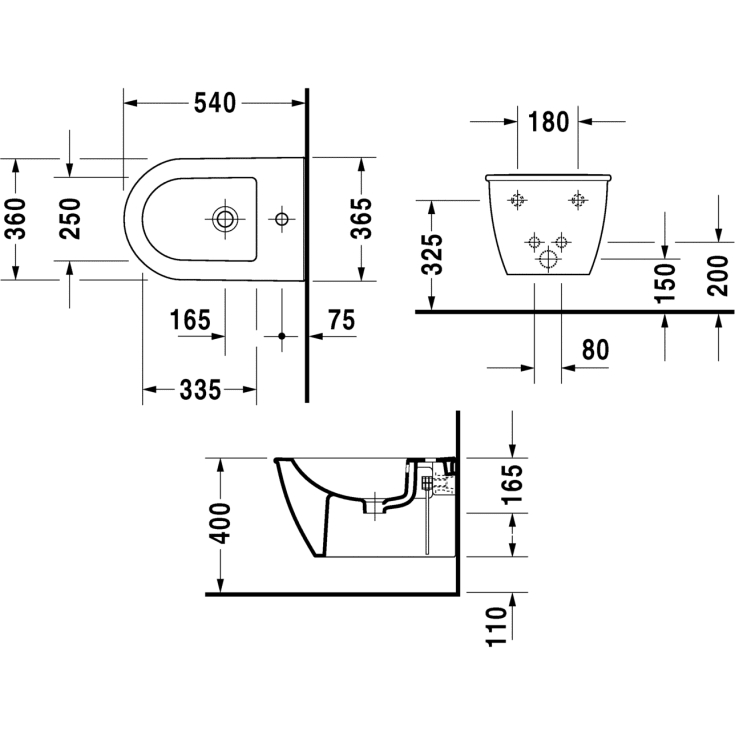 Duravit Darling New bidé, vägghängd, rengöringsvänlig, vit