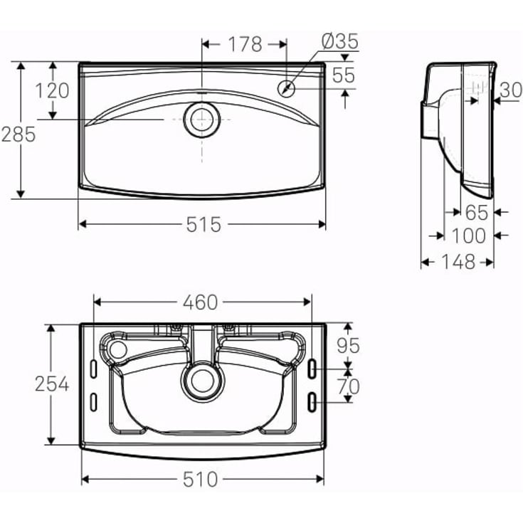 Ifö Spira håndvask, 51,5x28,5 cm, højre, hvid