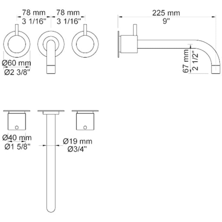 Vola 1521 håndvaskarmatur, børstet krom