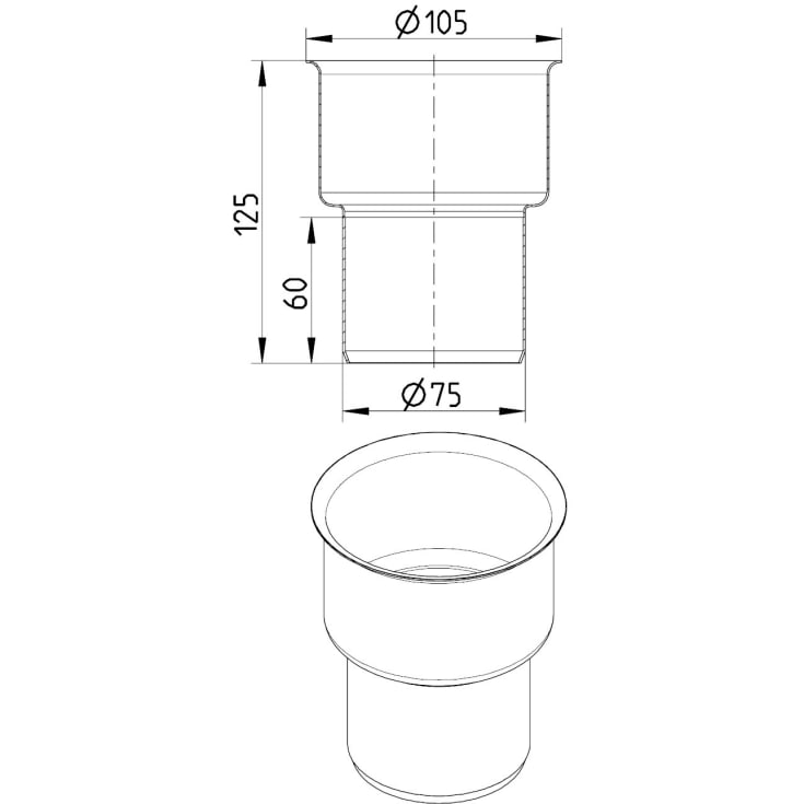Blücher EuroPipe støbejernsovergang, Ø75 mm, rustfrit stål