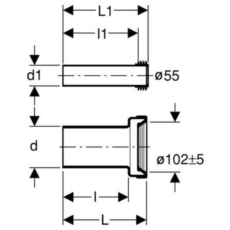 Geberit anslutningsrör, 110/90 cm