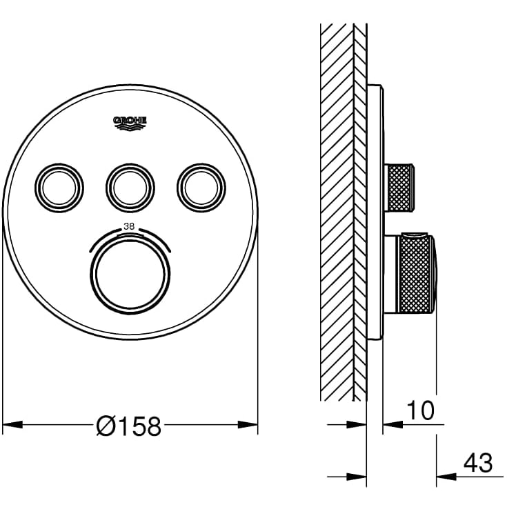 Grohe Grohtherm SmartControl brusearmatur, krom
