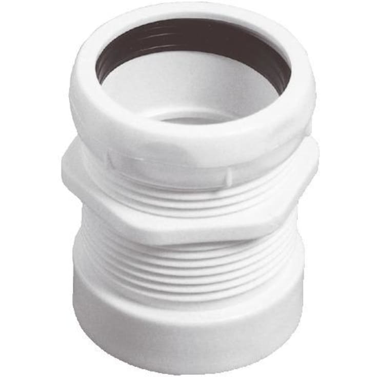 Overgang, Ø32 mm x 1 1/2", nippel, plast, hvid
