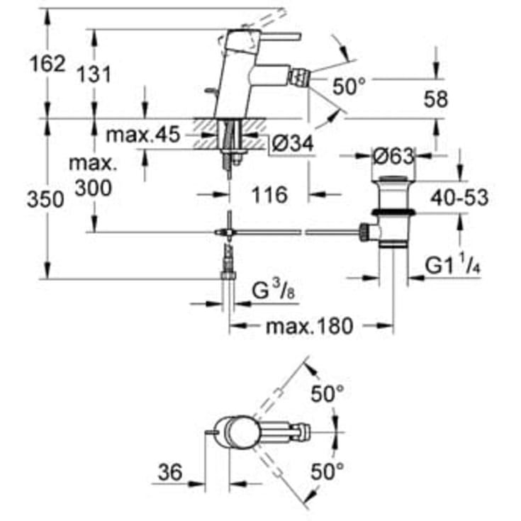 Grohe Concetto bidetarmatur, krom