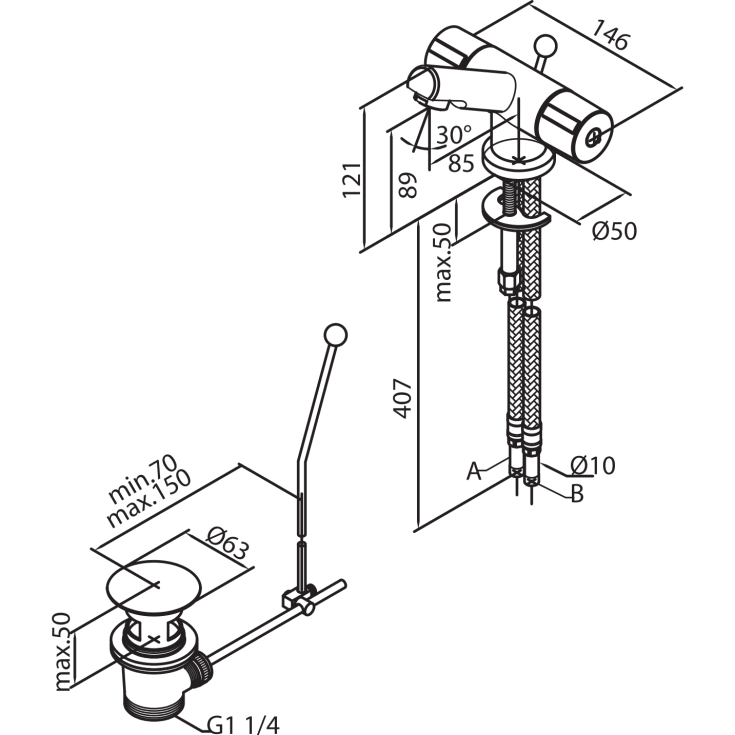 Damixa Titan håndvaskarmatur, krom