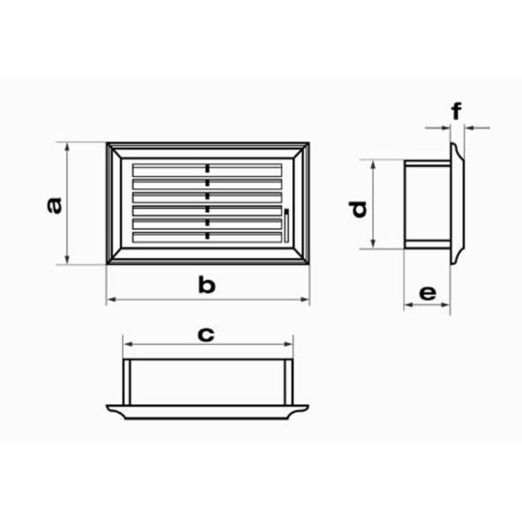 Duka jalousirist til fladkanal, 110 x 55 mm, hvid