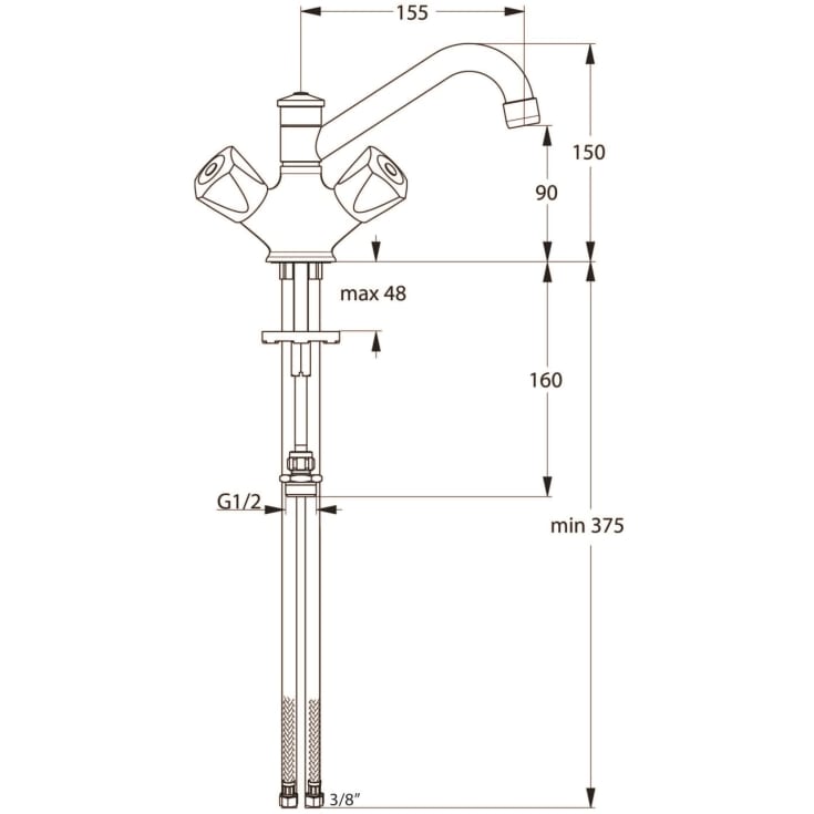 Børma Standard håndvaskarmatur, krom