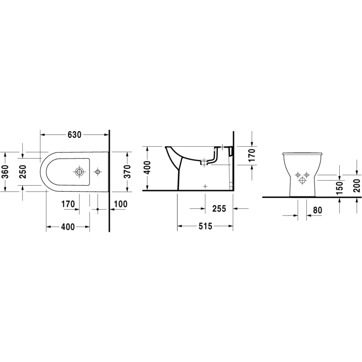 Duravit Darling New bidé, golvstående, rengöringsvänlig, vit