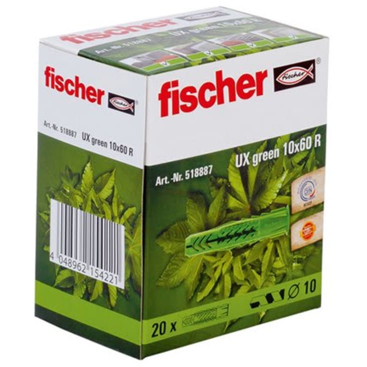 Universaldybel UX Green 10 x 60 mm, 20 stk.