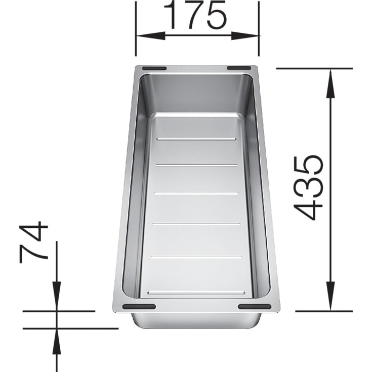 Blanco skyllekurv, 17,4x43,5 cm, rustfrit stål