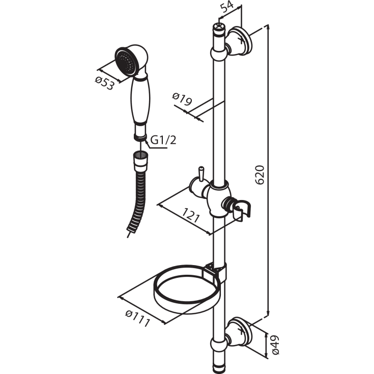 Damixa Tradition dusjsett, krom