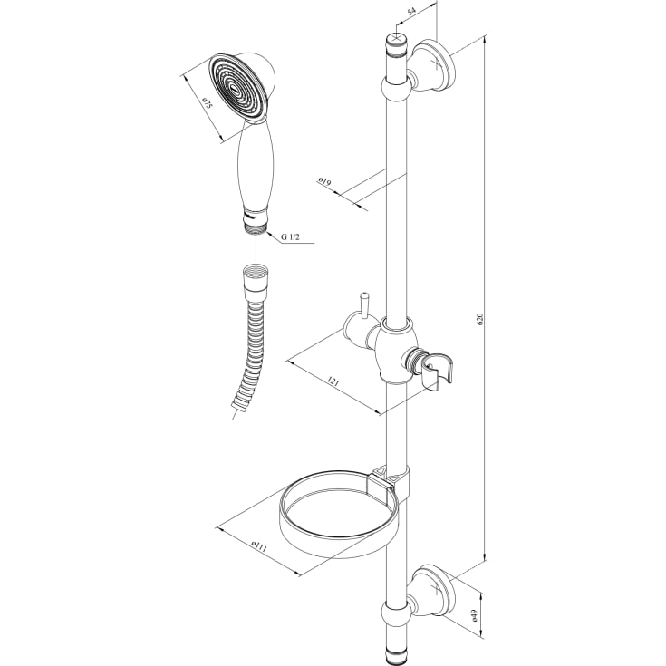 Damixa Tradition duschset, krom