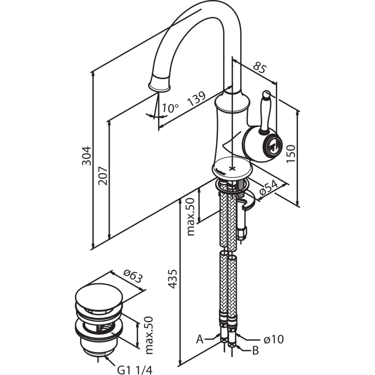 Damixa Tradition servantbatteri, krom