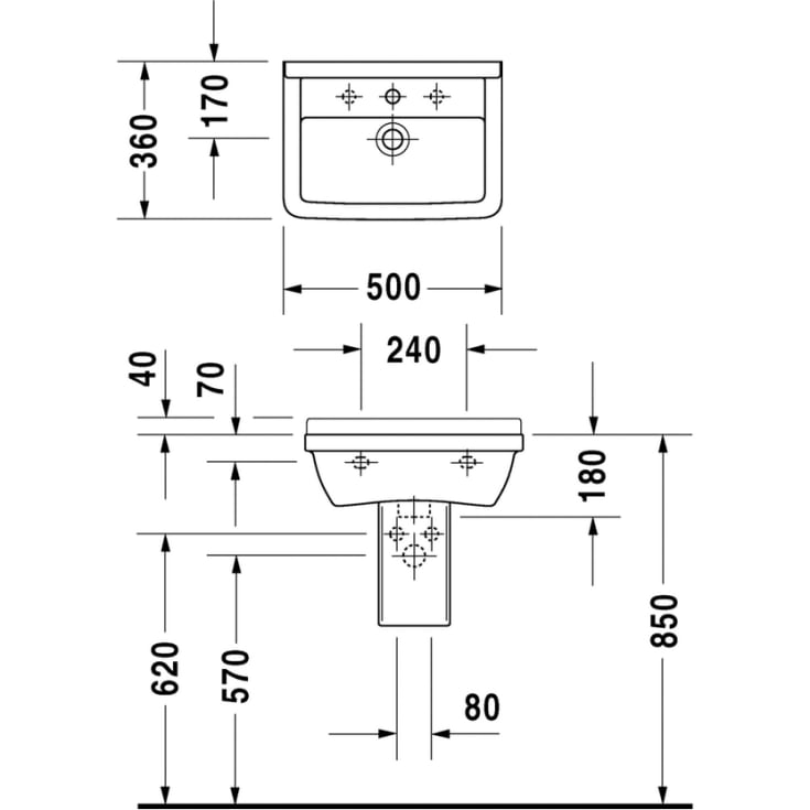 Duravit Starck 3 Veggheng servant, 50x36 cm, hvit