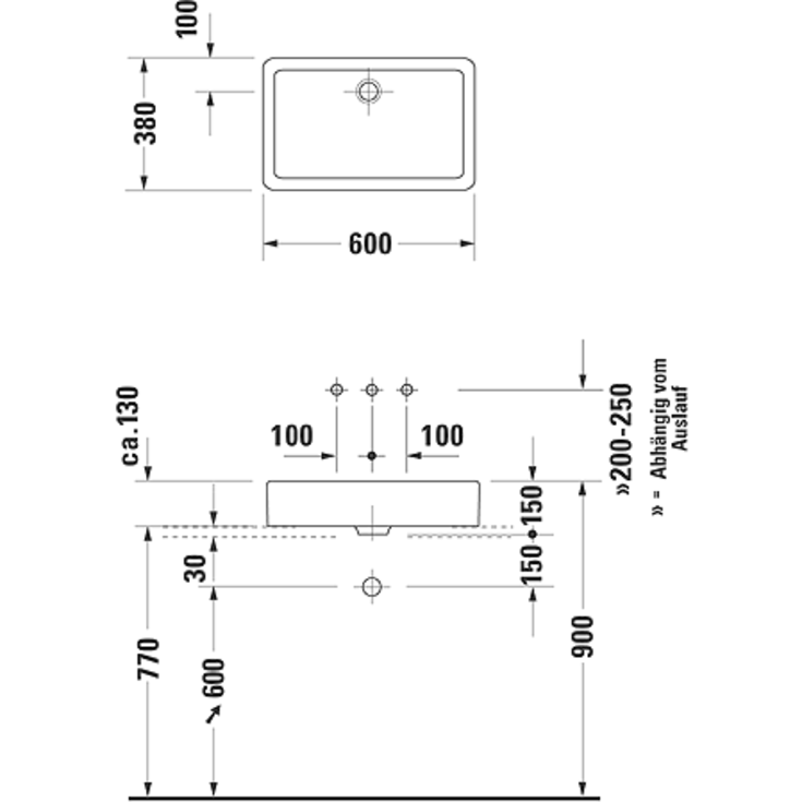 Duravit Vero toppmontert servant, 60x38 cm, med wondergliss, hvit