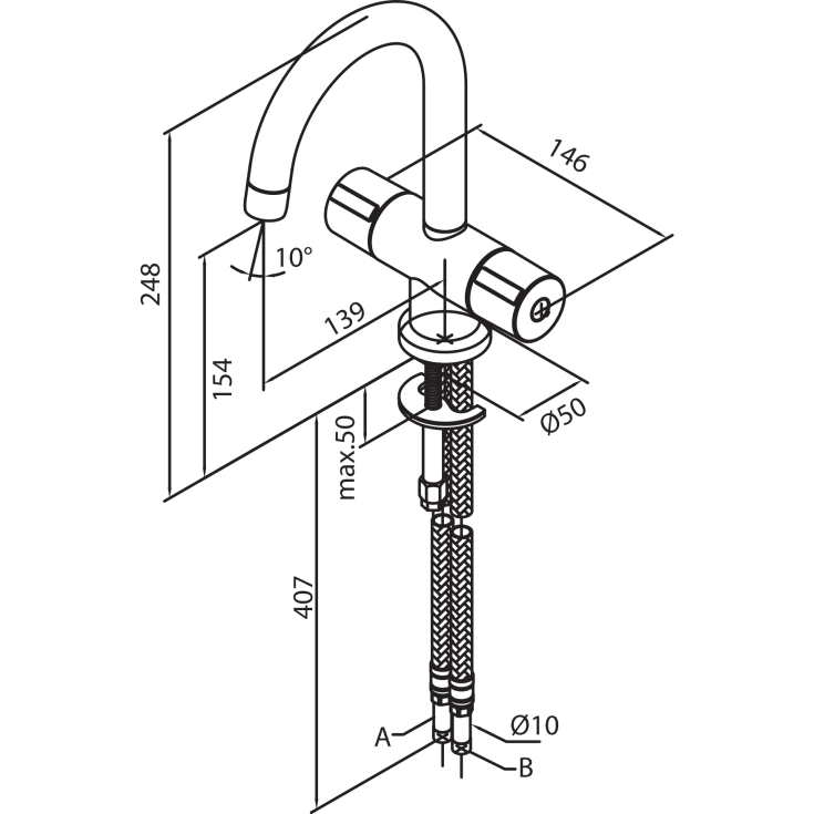 Damixa Titan håndvaskarmatur, krom