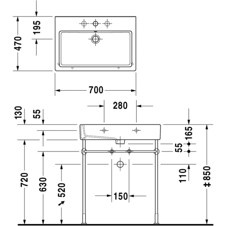 Duravit Vero håndvask, 70x47 cm, hvid