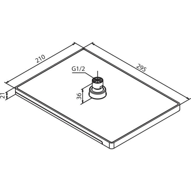Damixa Slate brusehoved, 29x21 cm, krom/sort