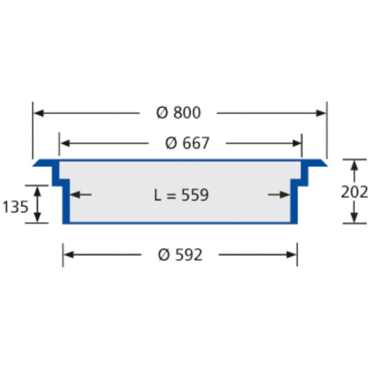 Ulefos flydende karm m/pakning til 600 mm opføringsrør, 202 mm - SG-jern