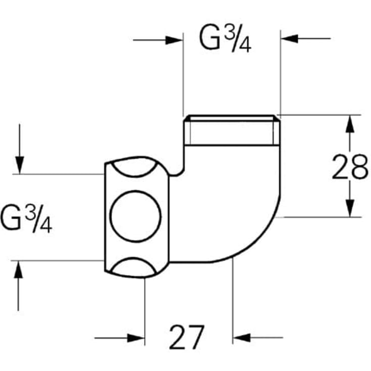 Grohe tilkoblingsvinkel, 3/4" x 3/4", krom