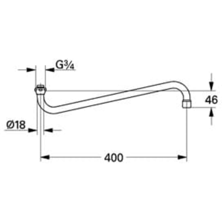 Grohe S-tud, 400 mm, 3/4", krom