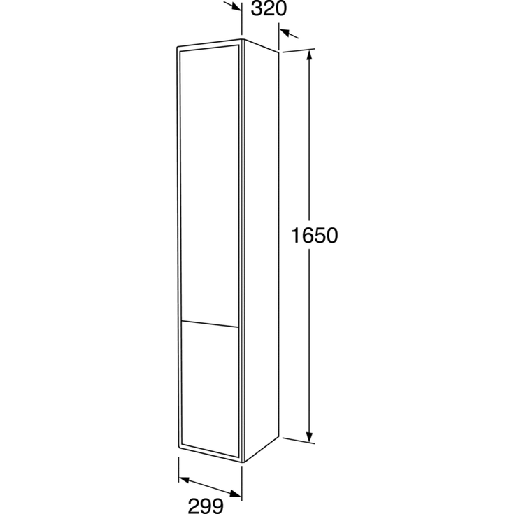 Gustavsberg Graphic høyskap, 30x165 cm, hvit