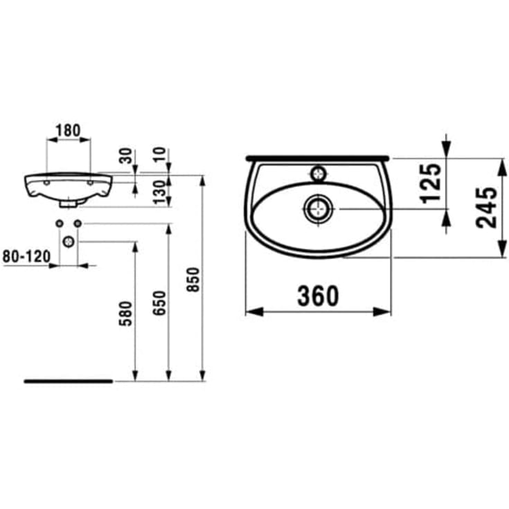 Laufen Traisen servant, 36 x 24,5 cm, hvit