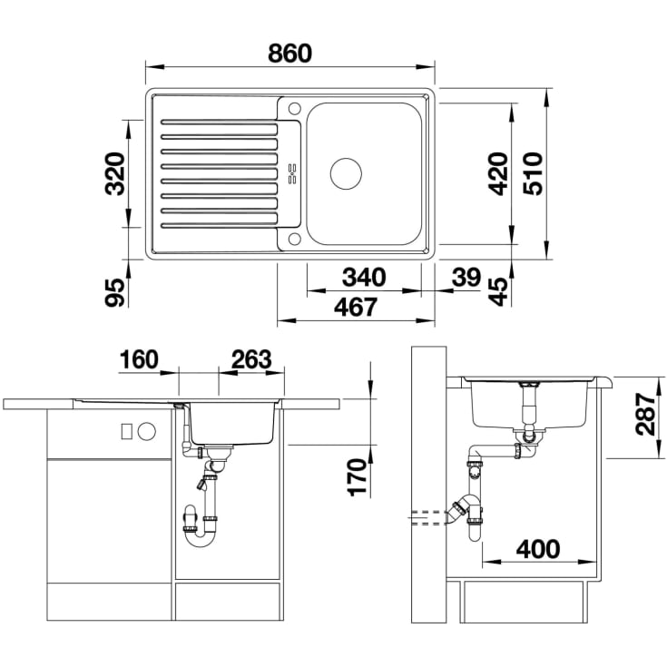 Blanco Classic Pro 45 S-IF MXI køkkenvask, 86x51 cm, rustfrit stål