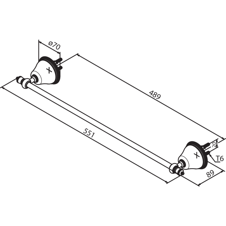 Damixa Tradition håndklestang, 55,1 cm, krom