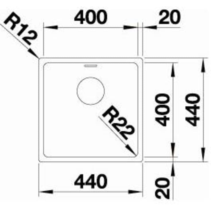 Blanco Andano 400-IF/N UXI kjøkkenvask, 44x44 cm, rustfritt stål