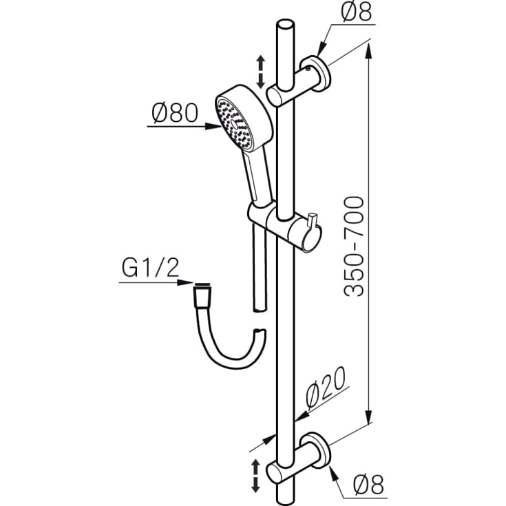 Mora Rexx S5 duschset, vattenbesparande, krom