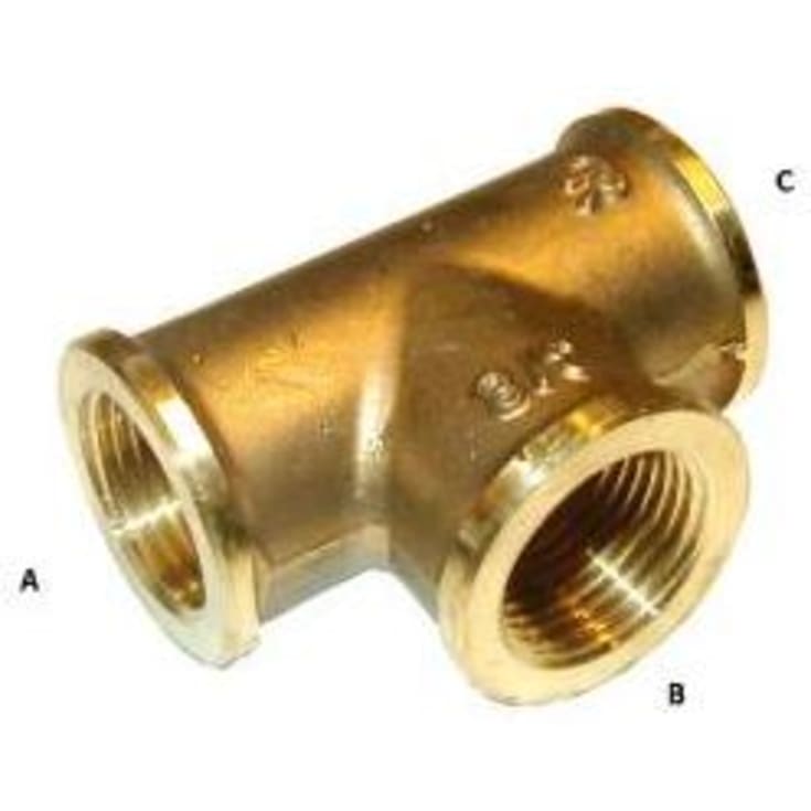 Mässing T-rör, 3/4" x 1/2" x 3/4"