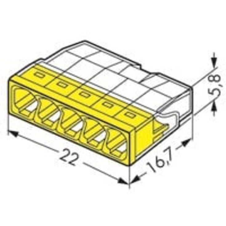 100 stk Wago skrueløse samlemuffer, 5 x 0,5-2,5 mm²