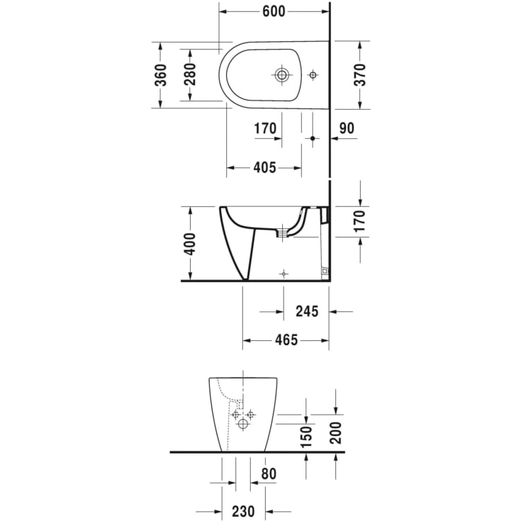 Duravit ME by Starck bidet, gulvstående, rengøringsvenlig, hvid