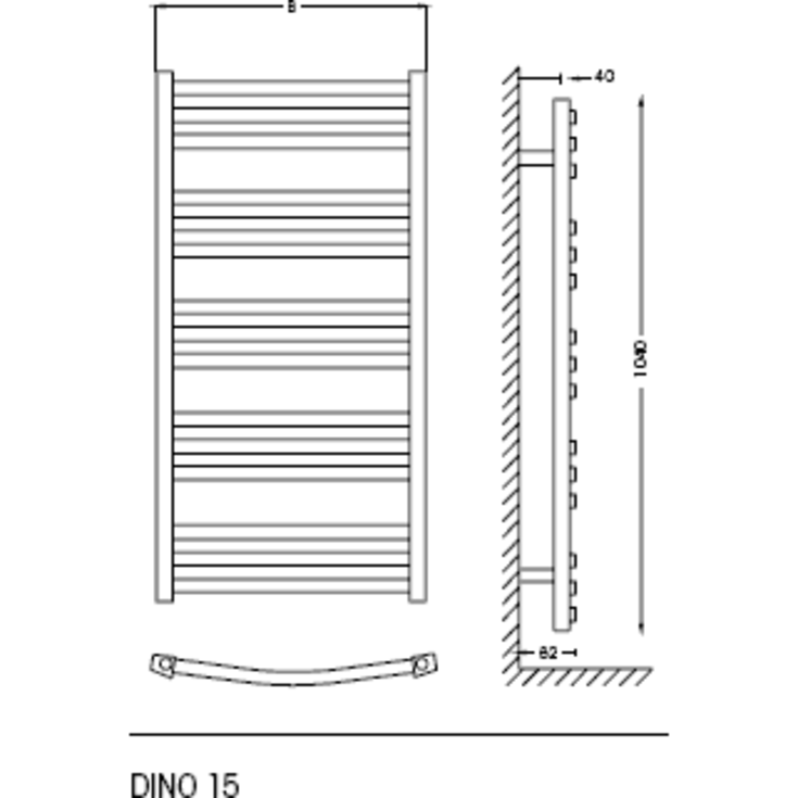 TVS Dino 15 håndklædetørrer, kombi, 50x104 cm, krom