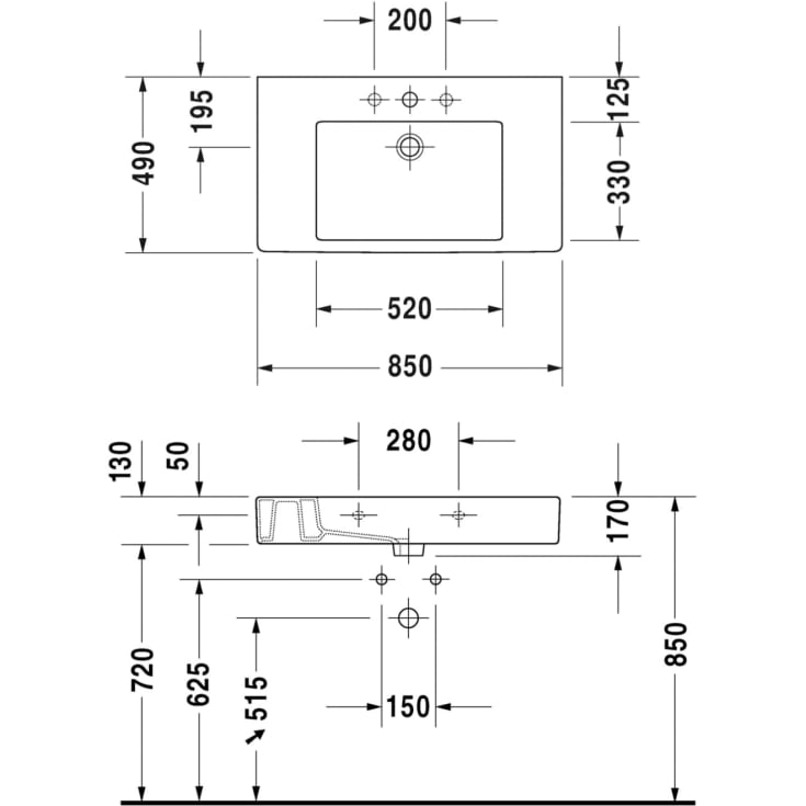 Duravit Vero håndvask, 85x49 cm, hvid