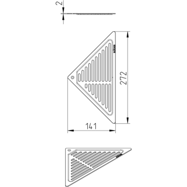 Blücher Waterline Detroit hjørnerist, rustfrit stål